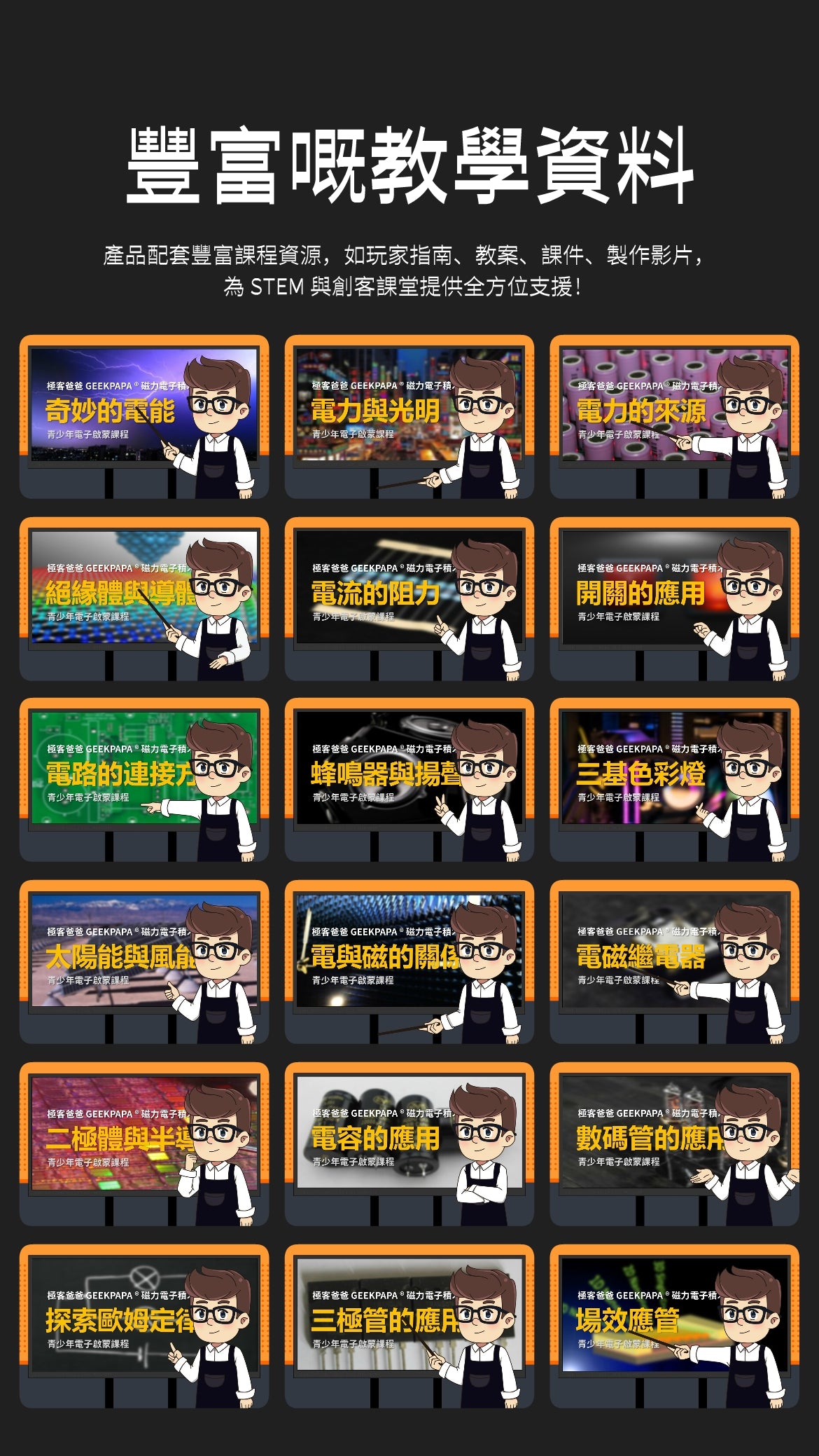 GEEKPAPA 極客爸爸磁力電子積木（啓蒙套件） STEM 兒童物理電路實驗 拼插 益智教具 # 港澳臺現貨直郵 下單立享85折